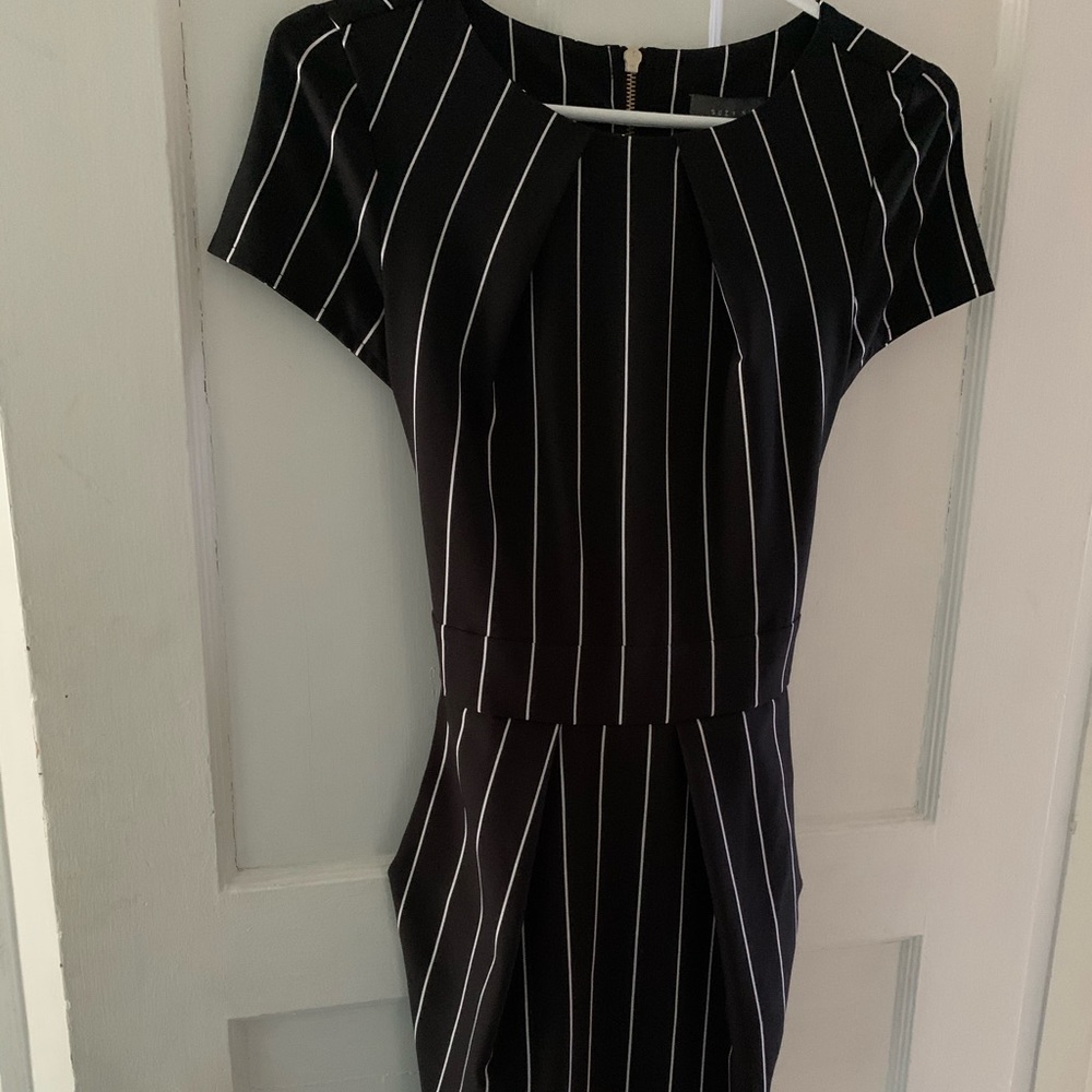 Pinstriped Work Dress